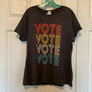Port and company XXL, “VOTE VOTE VOTE VOTE” tshirt. Gray. Short sleeved.
